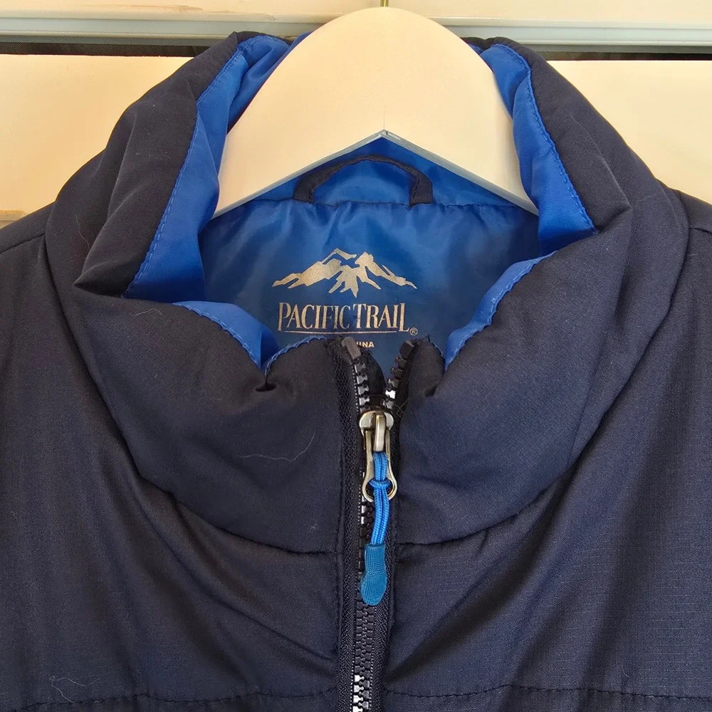 PACIFIC TRAIL Mens Puffer Vest Navy Blue Sz Large Lightweight Insulated Outdoors